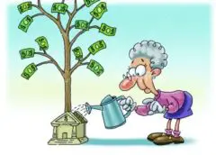granny watering the money tree