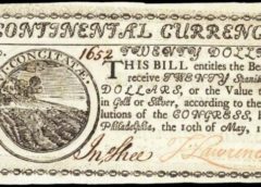 continental $20 fiat currency bill